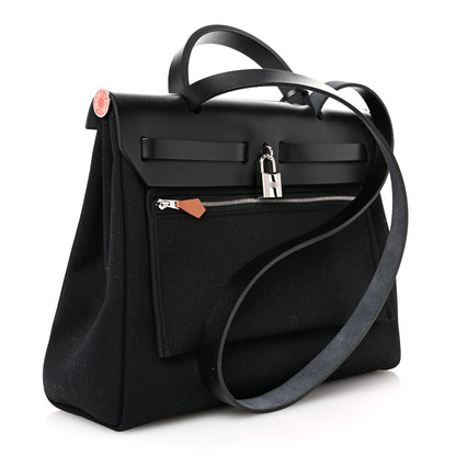 Hermes Toile Militaire Vache Hunter Laque Horseshoe Herbag Zip Retourne 31 PM Black Orange Graffiti 3 of 9