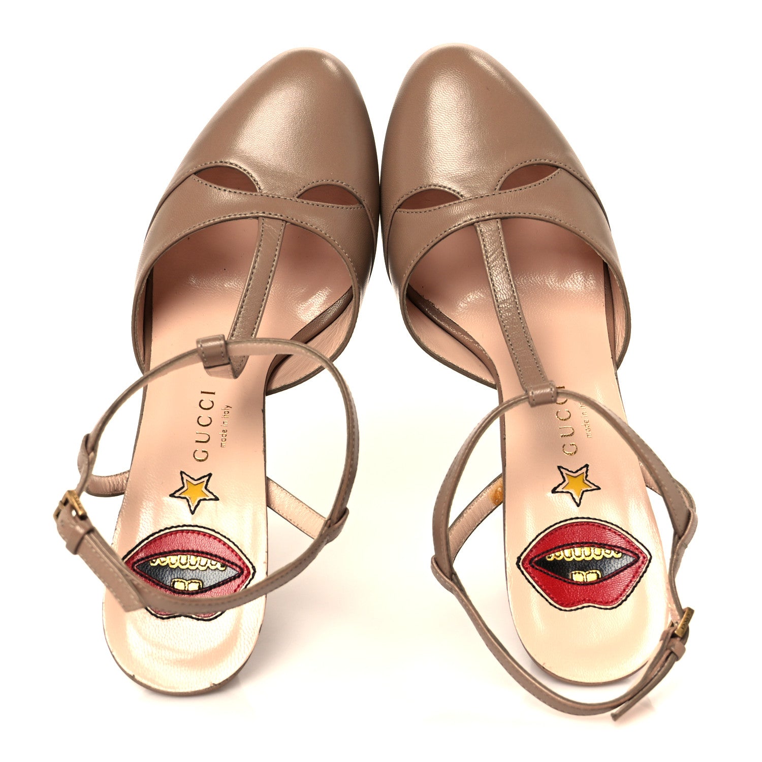 Gucci Malaga Kid Angel T-Strap Platform High Heel Pumps 36.5 Porcelain Rose 2 of 9