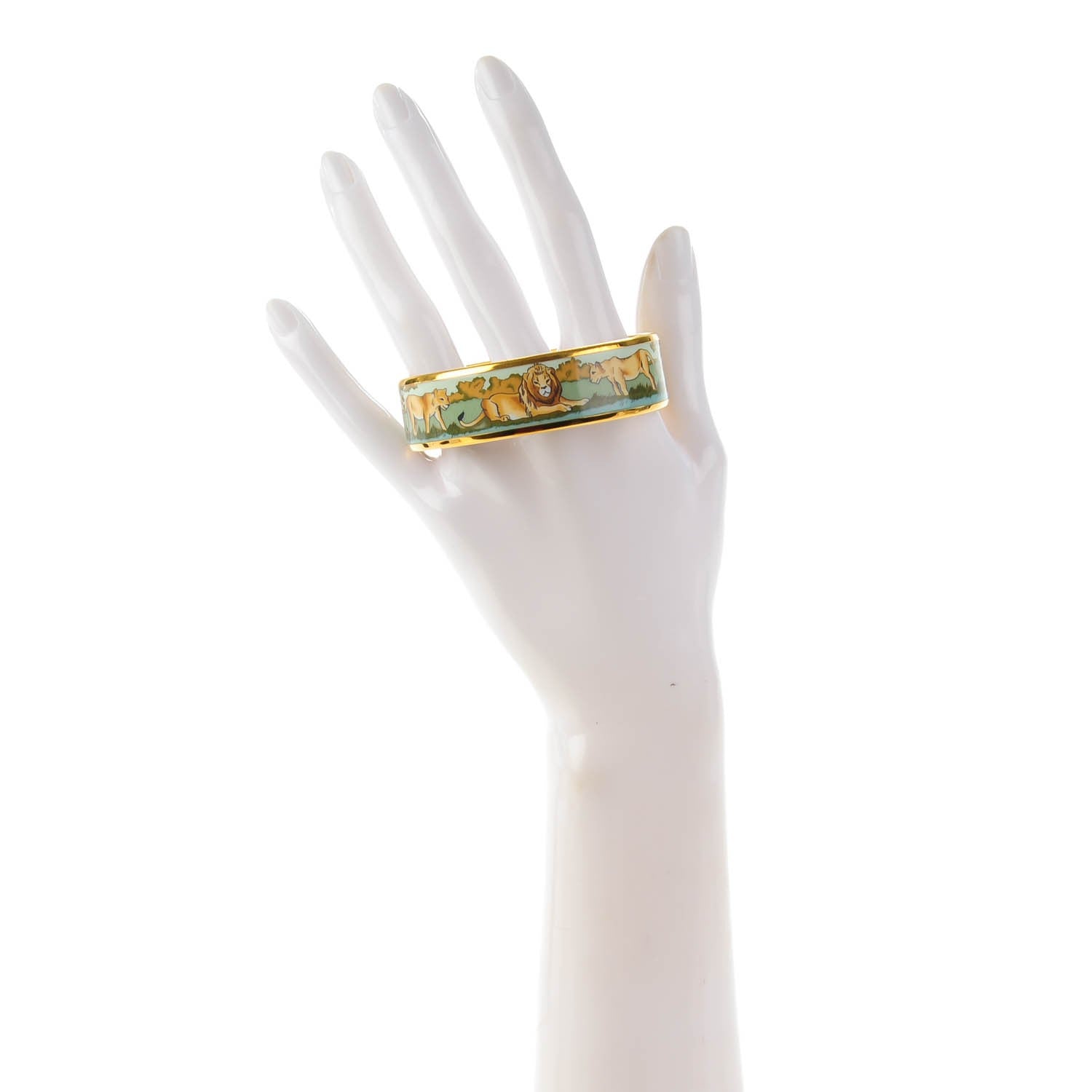 Hermes Enamel Printed Wide Lions Bracelet 65 2 of 5