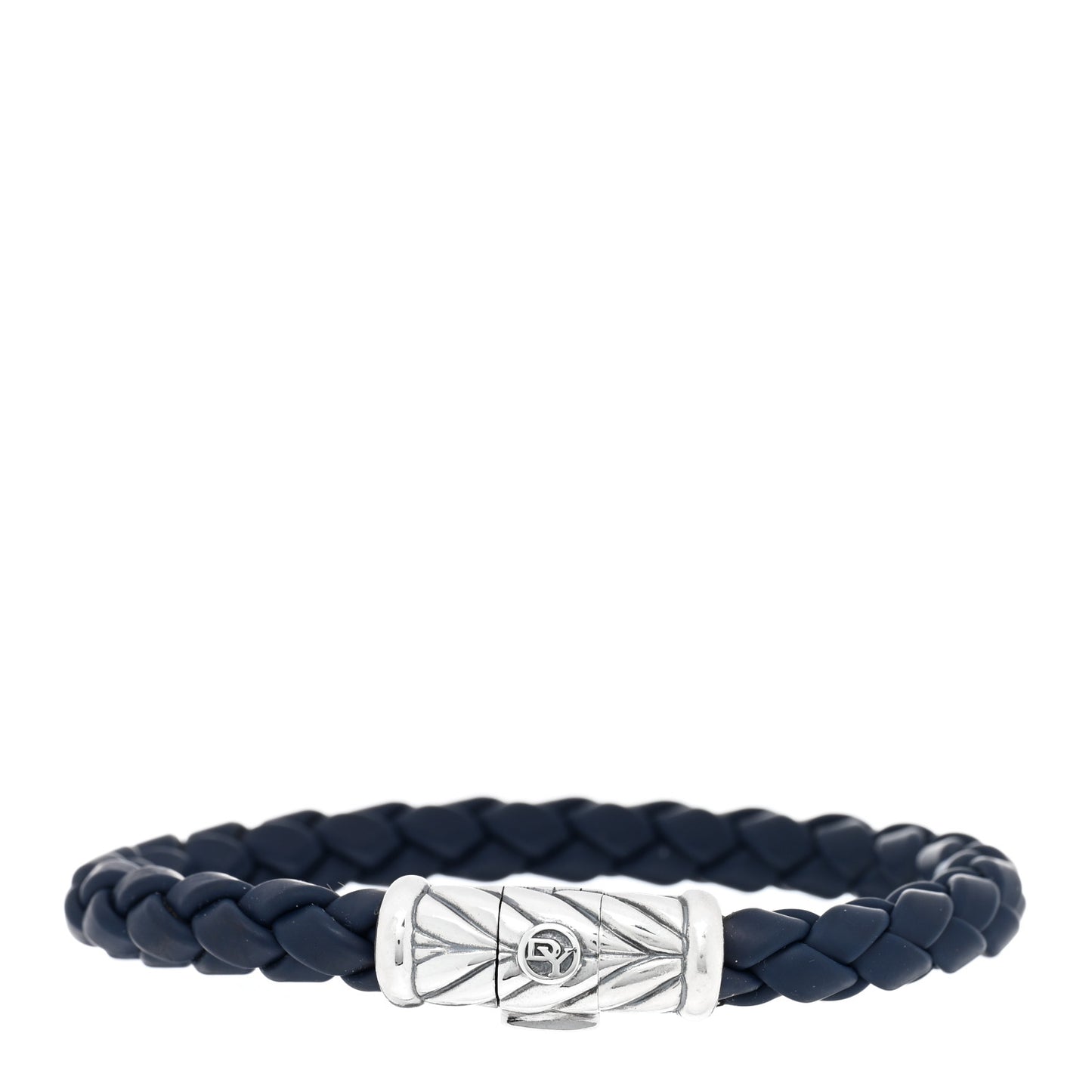 Sterling Silver Rubber Chevron Bracelet Black