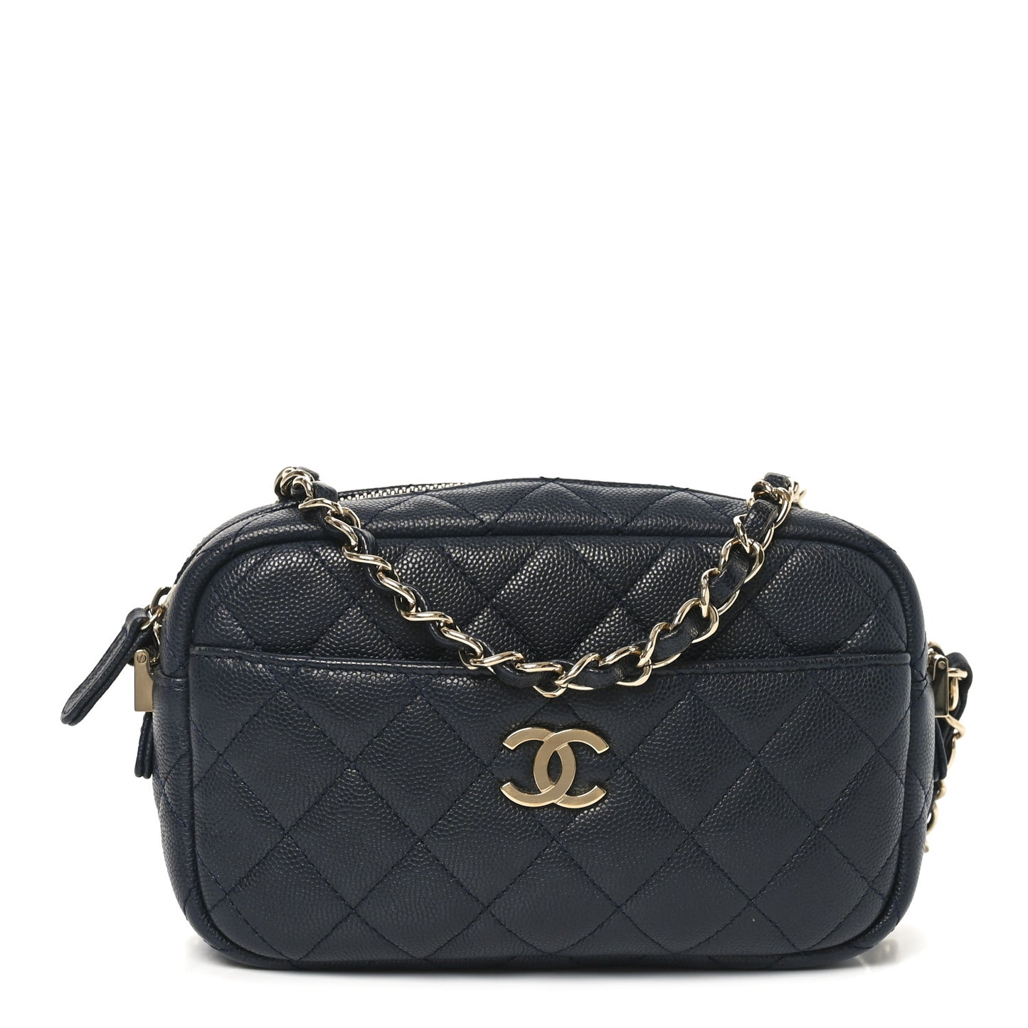 Caviar Quilted Camera Case Navy