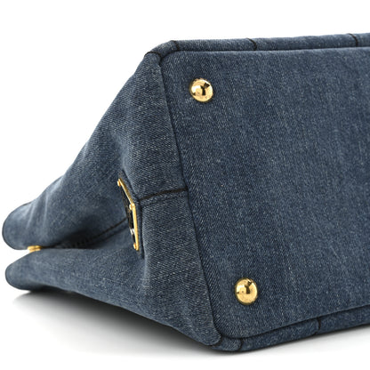 Prada Denim Small Logo Tote Bleu 9 of 10