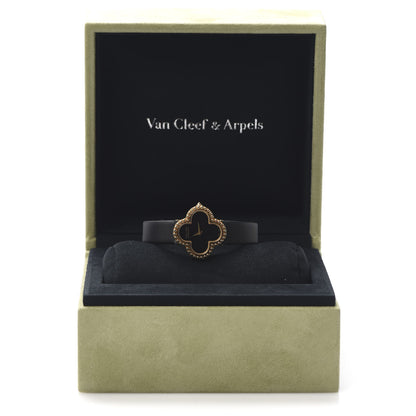 Van Cleef & Arpels 18K Yellow Gold Satin Onyx 26mm Alhambra Quartz Watch 9 of 9