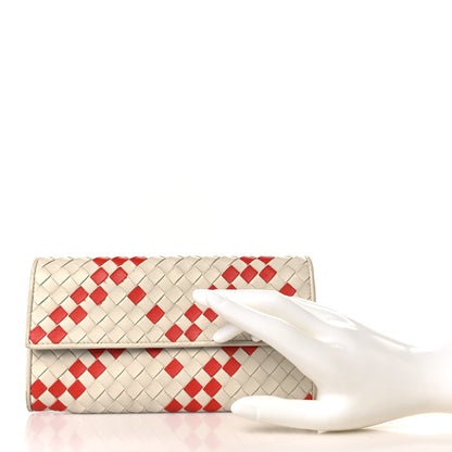 Bottega Veneta Nappa Intrecciato Continental Flap Wallet Beige Red 2 of 9