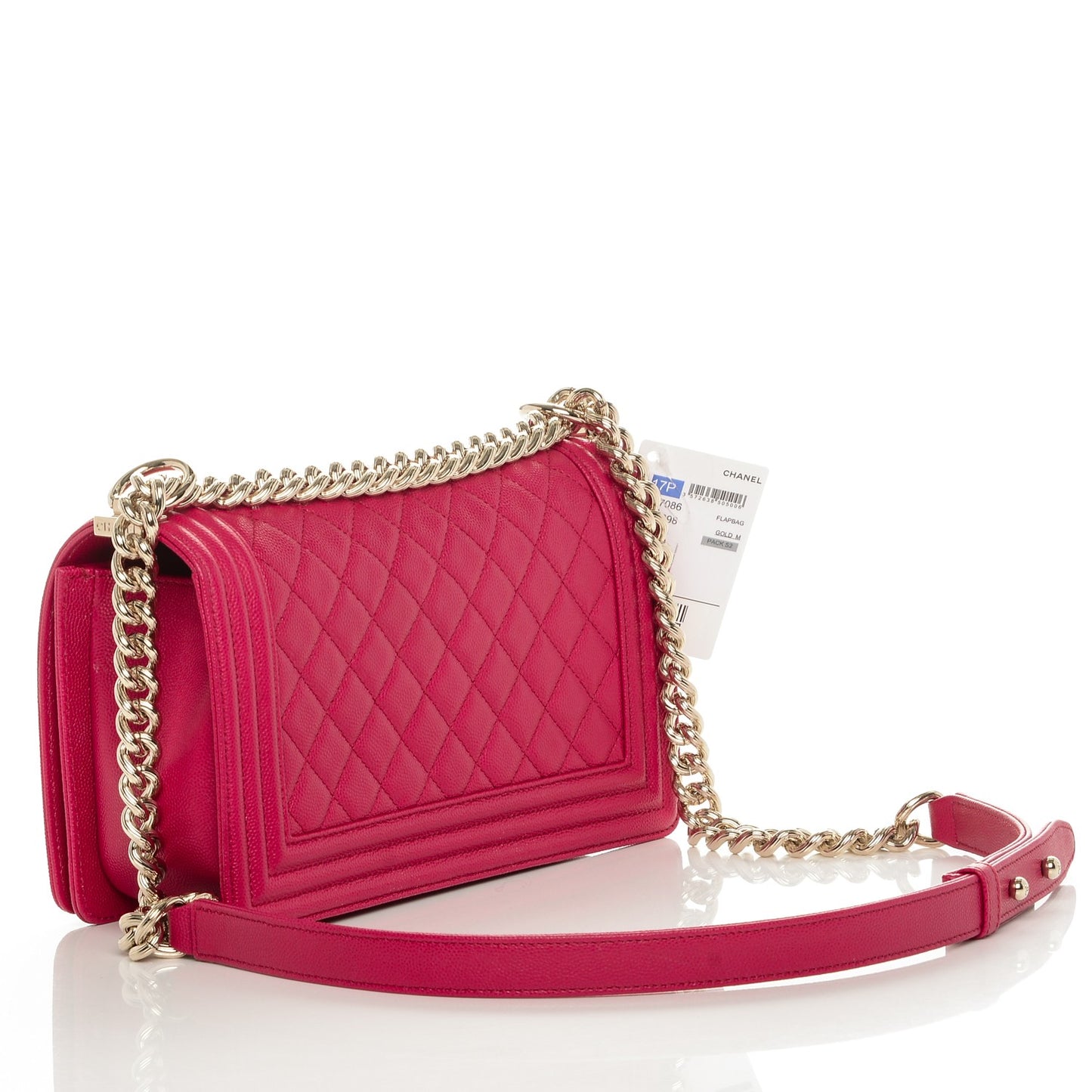 Caviar Quilted Medium Boy Flap Fuchsia