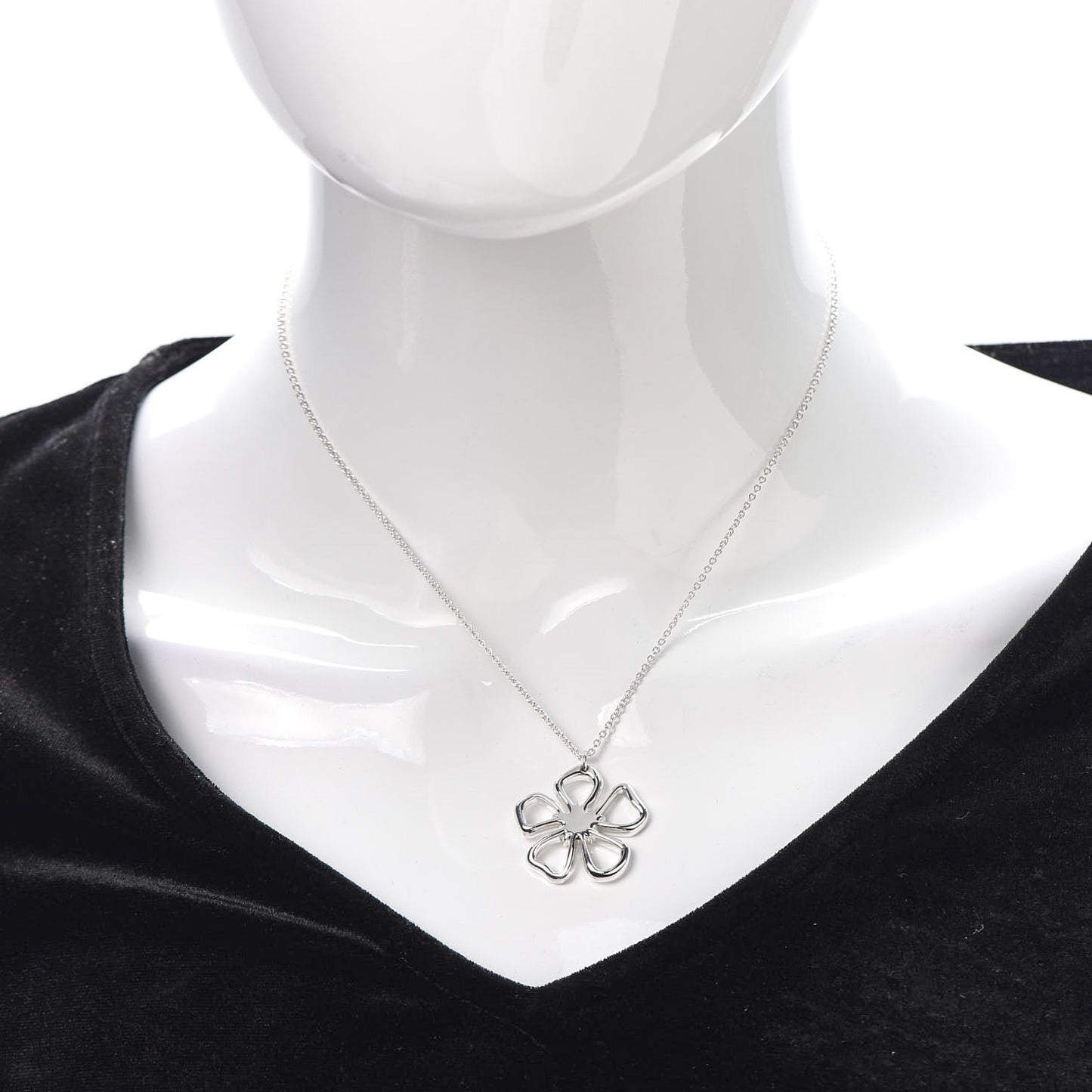 Sterling Silver Open Flower Pendant Necklace