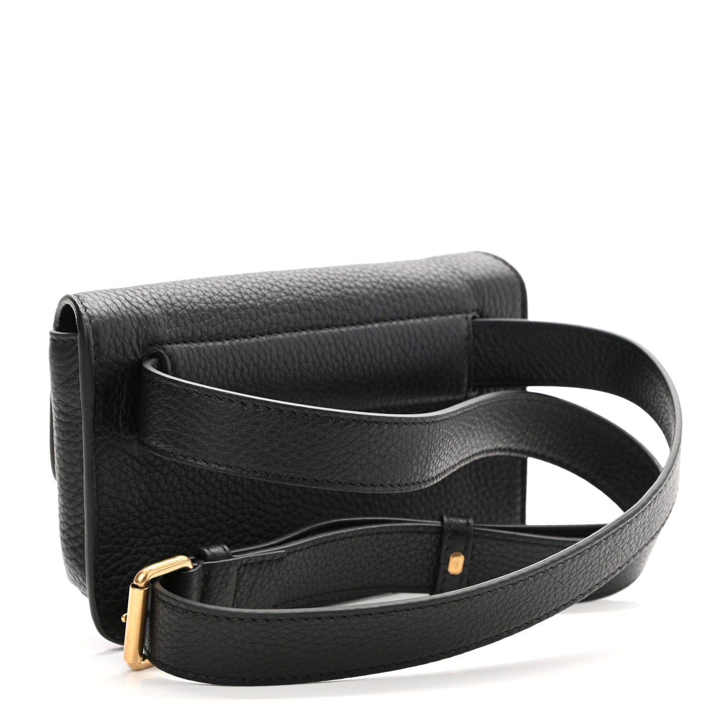 Pebbled Calfskin Soho Flap Belt Bag Black