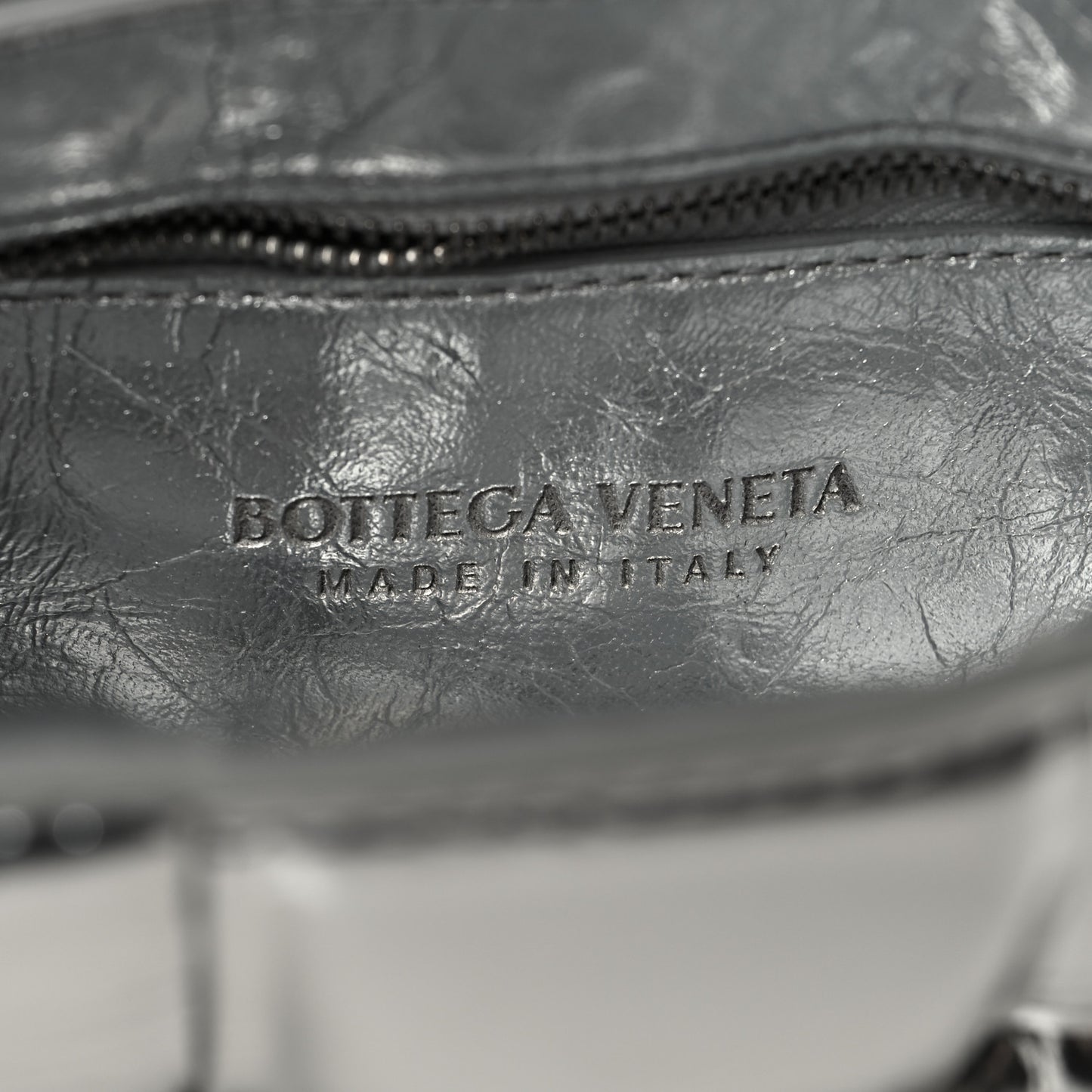 Metallic Lambskin Padded Cassette Crossbody Bag Silver
