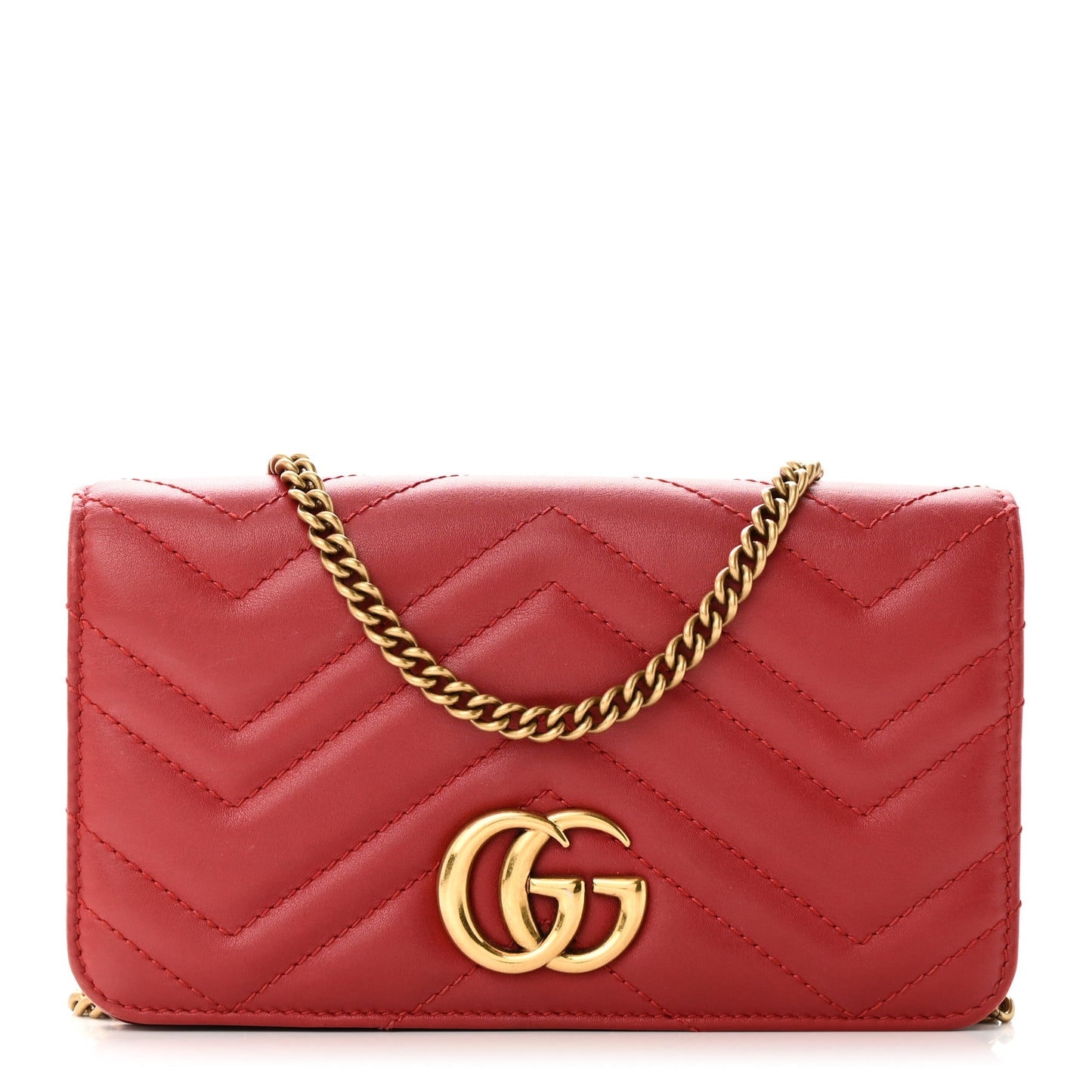 Calfskin Matelasse GG Marmont Mini Bag Hibiscus Red