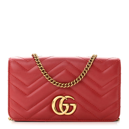 Gucci Calfskin Matelasse GG Marmont Mini Bag Hibiscus Red 1 of 9