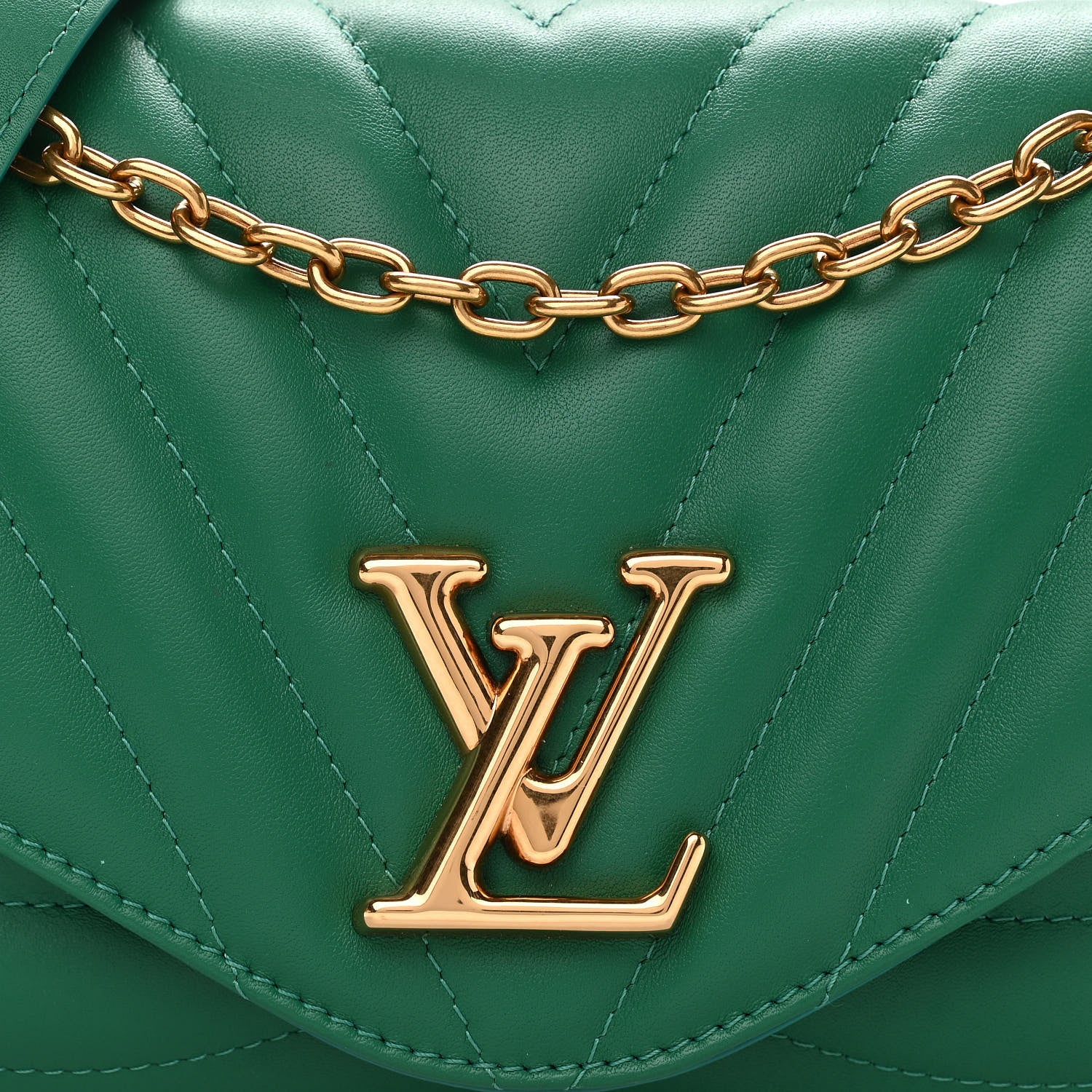 Louis Vuitton Calfskin New Wave Chain Bag MM NM Emerald 7 of 10