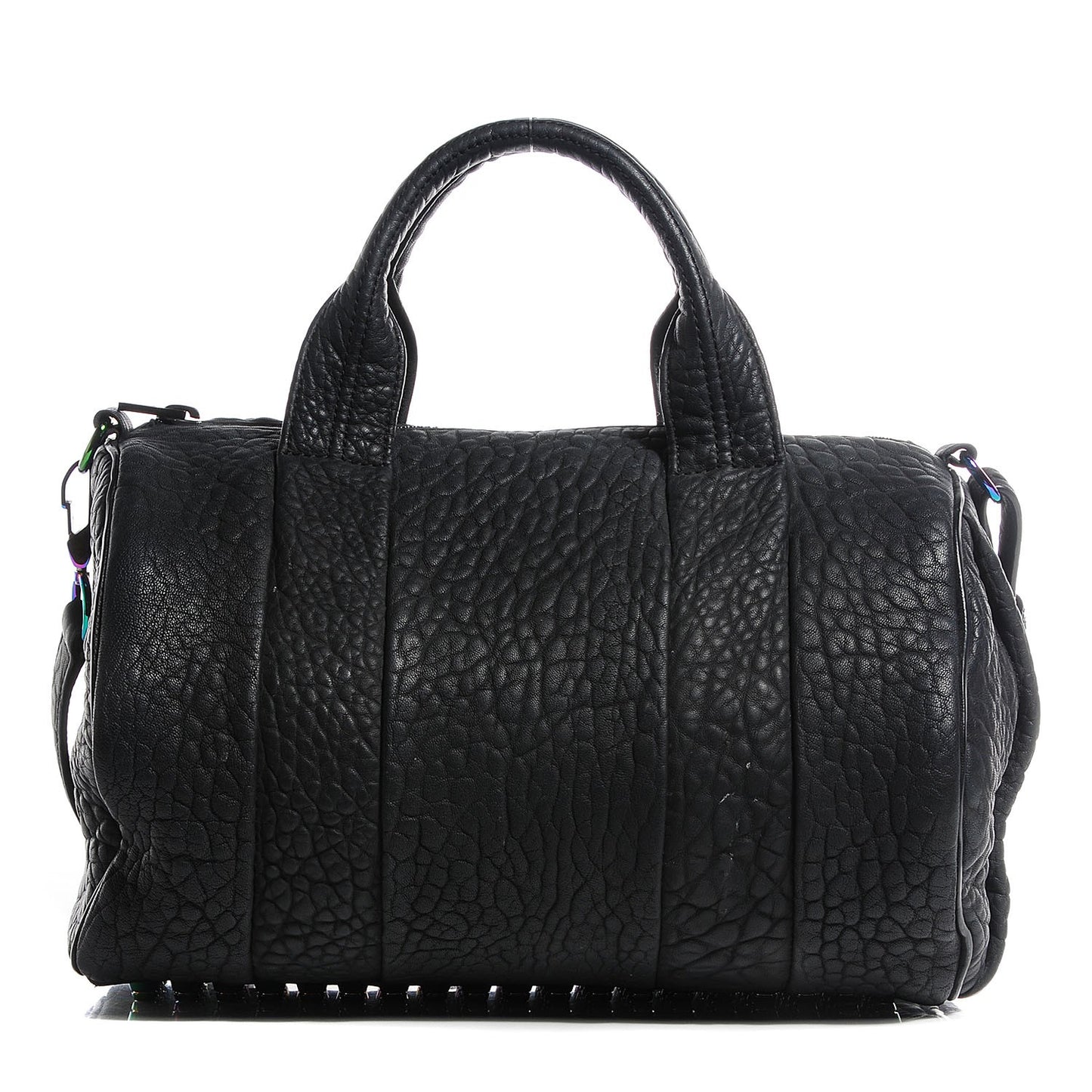 Pebbled Lambskin Rocco Matte Black Iridescent Hardware