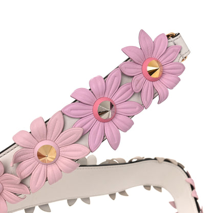 Fendi Calfskin Studded Floral Strap You White Lavender Peony 5 of 8