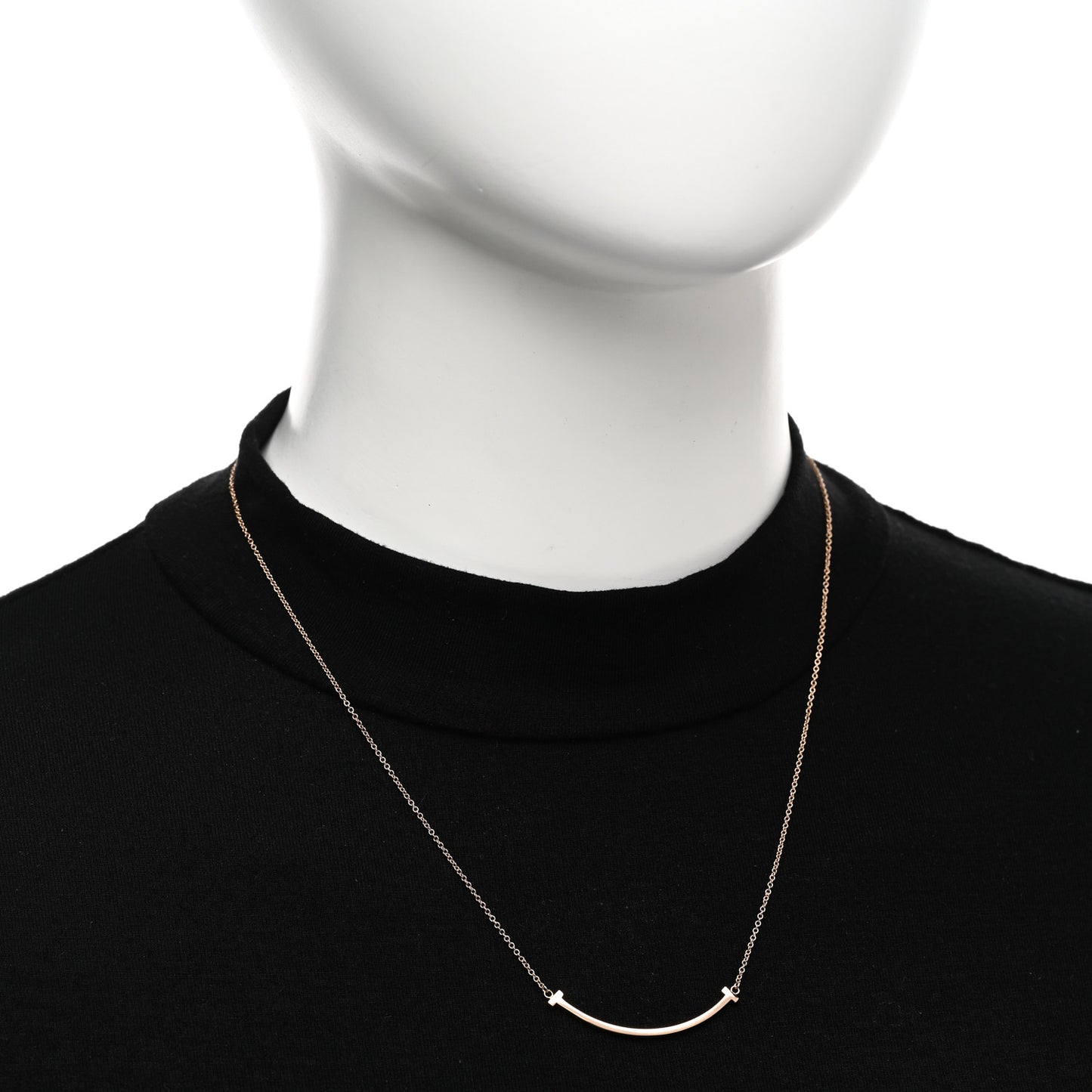 18K Rose Gold Small T Smile Pendant Necklace
