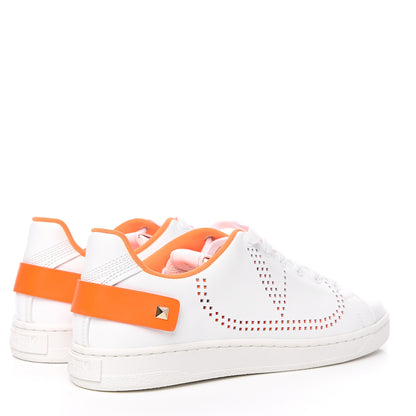 Valentino Garavani Calfskin Womens Backnet Sneakers 37 White Orange Fluo 4 of 10