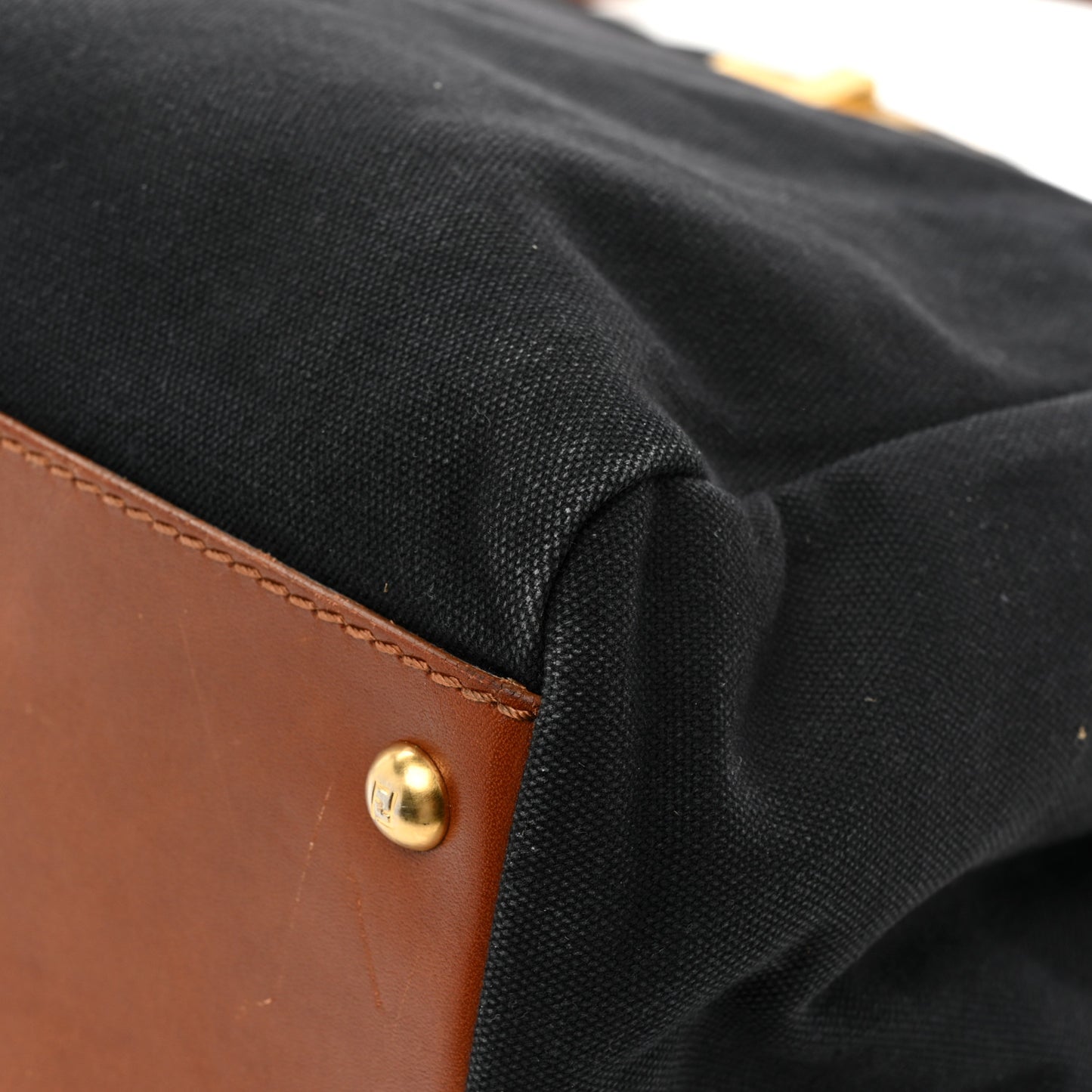 Canvas Large Peekaboo Iconic Satchel Black Cuoio