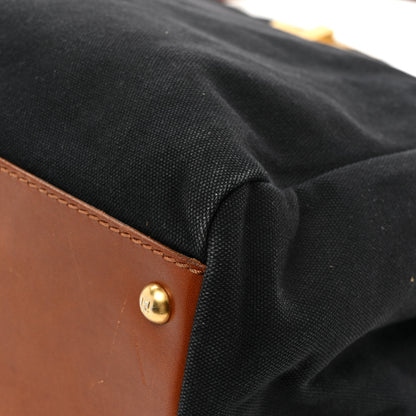 Fendi Canvas Large Peekaboo Iconic Satchel Black Cuoio 22 of 26