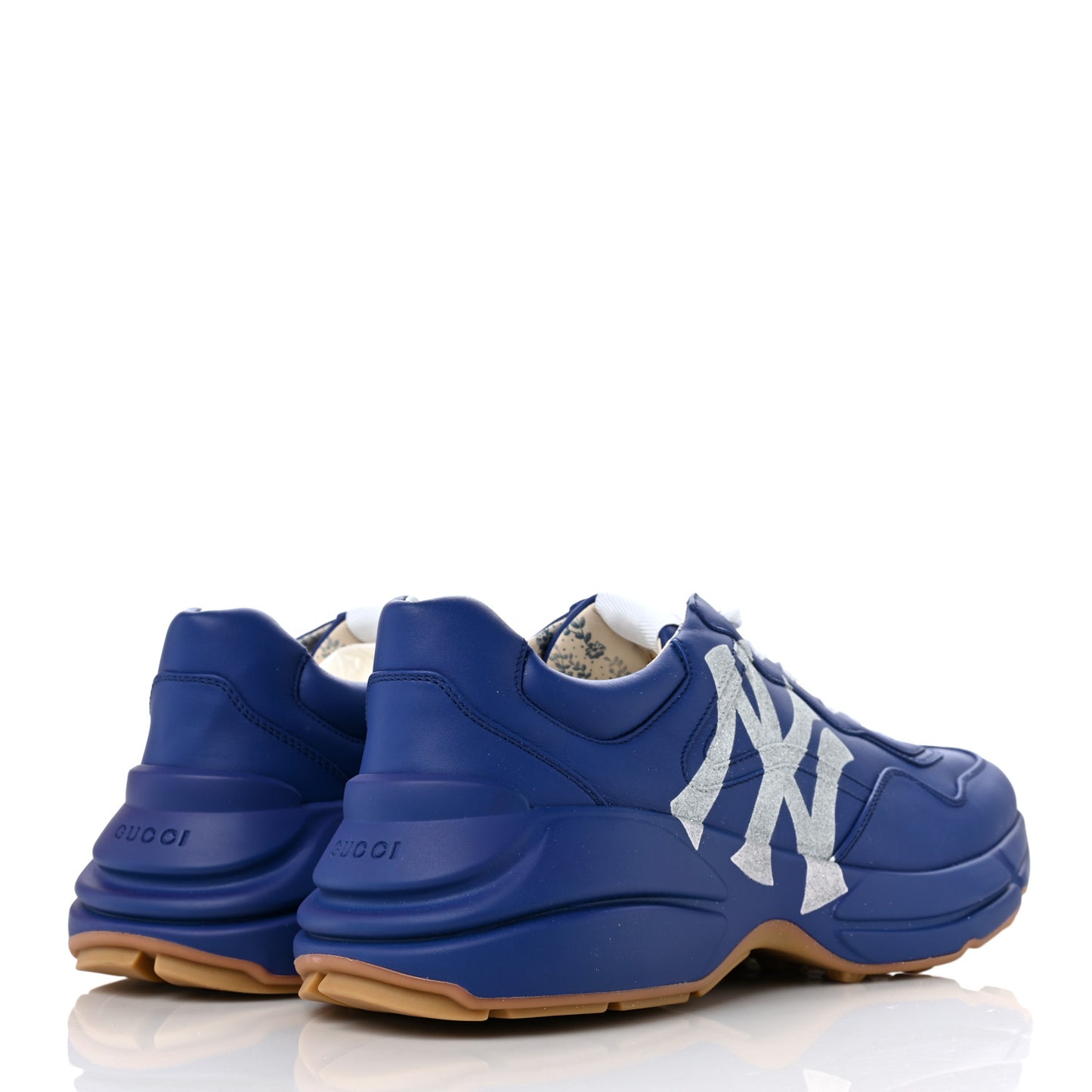X MLB Calfskin NY Yankees Mens Rhyton Sneakers 10 Electric Blue