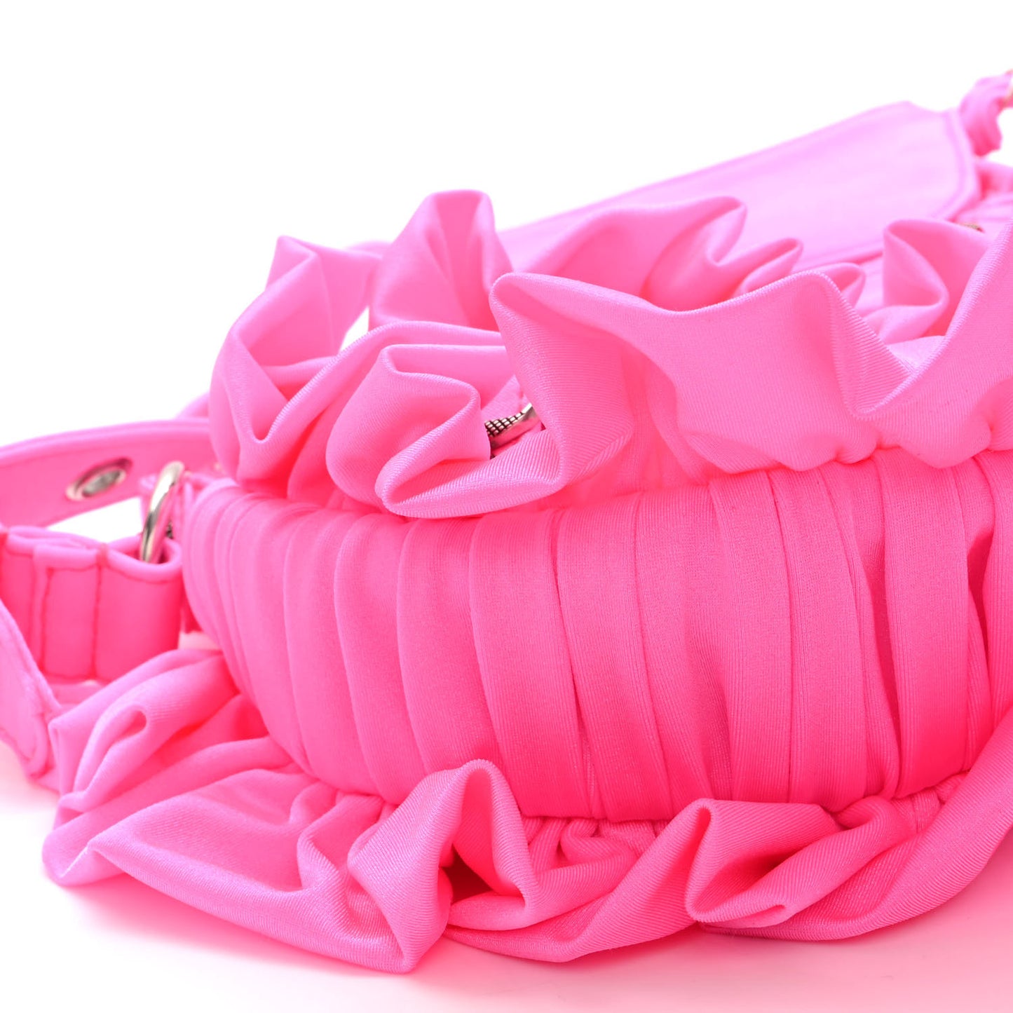 Ruffled Jersey Le Cagole Shoulder Bag XS Fluo Pink