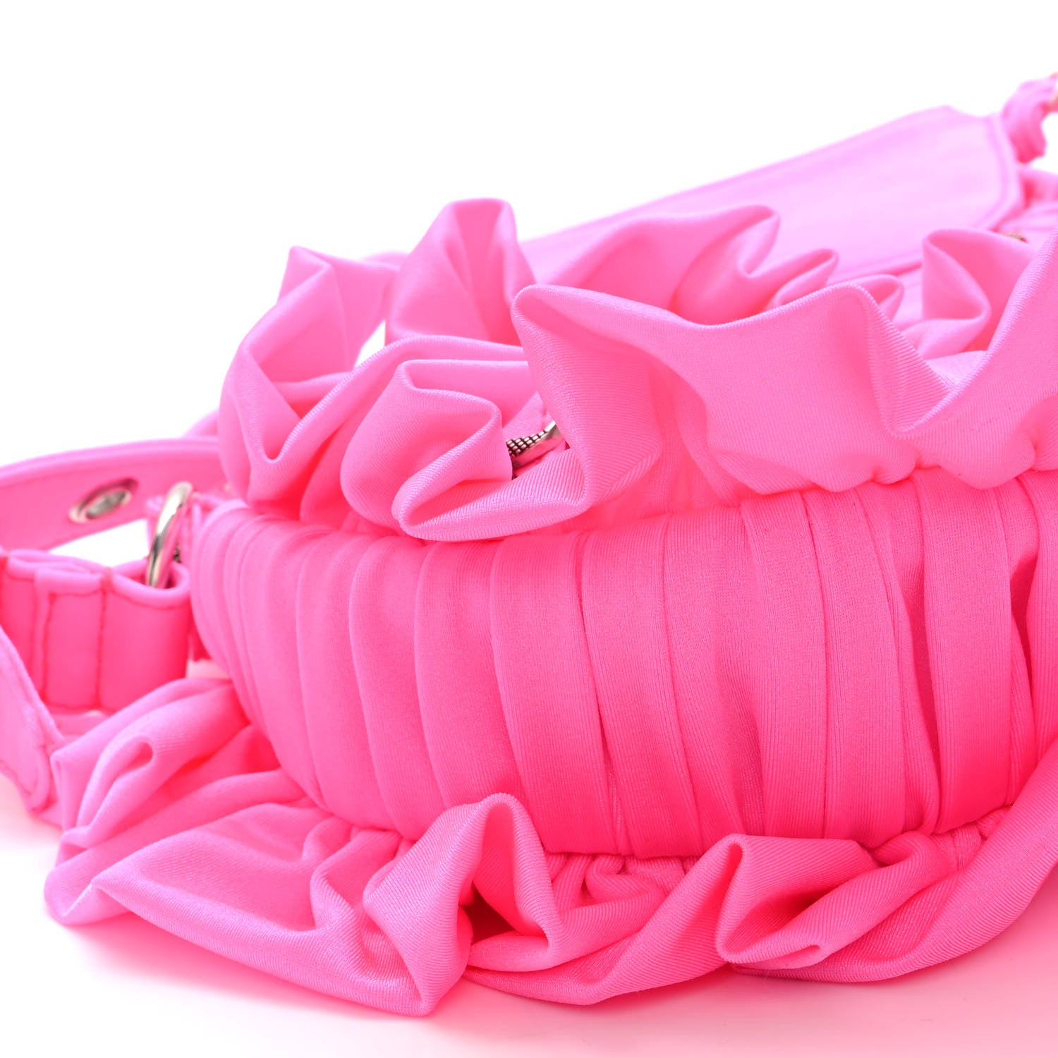 Balenciaga Ruffled Jersey Le Cagole Shoulder Bag XS Fluo Pink 8 of 9