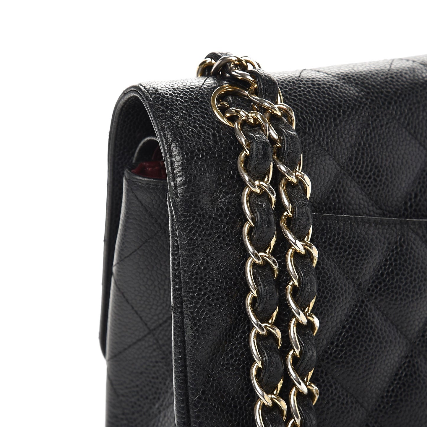 Caviar Quilted Jumbo Double Flap Black