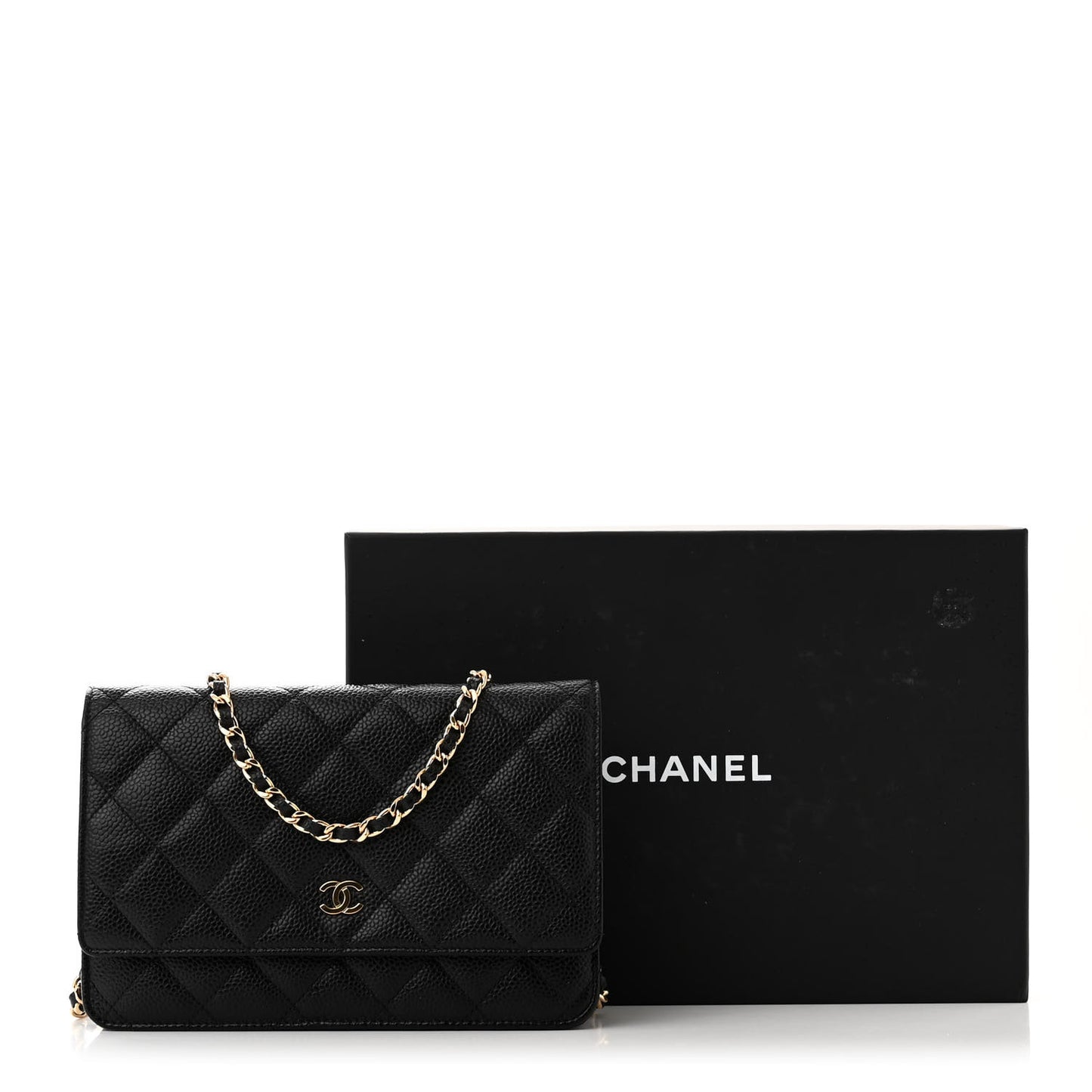 Caviar Quilted Wallet on Chain WOC Black