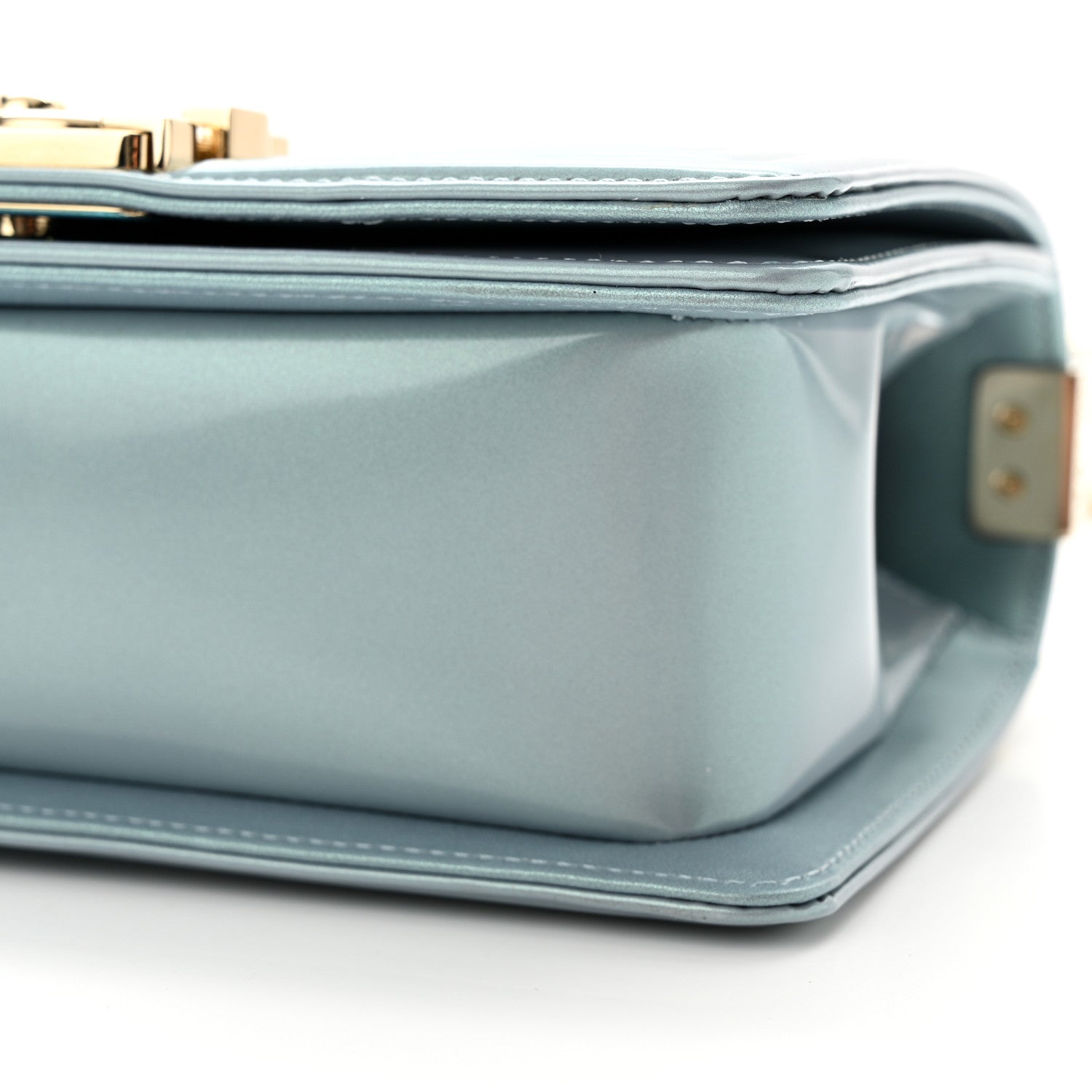 Chanel Iridescent Glazed Calfskin Quilted Small Boy Flap Light Blue 10 of 12