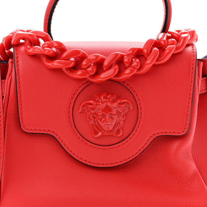 Versace Grained Calfskin Medusa Small Top Handle Handbag Red 7 of 12