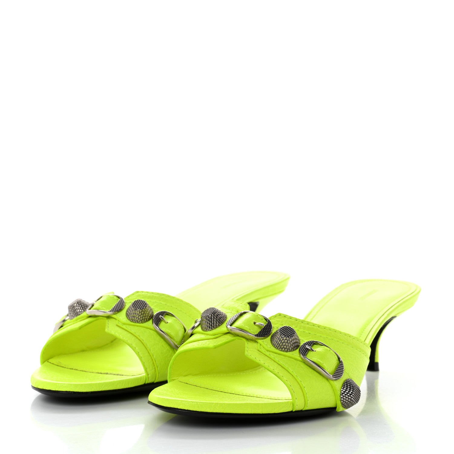 Balenciaga Agneau Arena Cagole 50mm Slide Sandals 39 Fluo Yellow 3 of 10