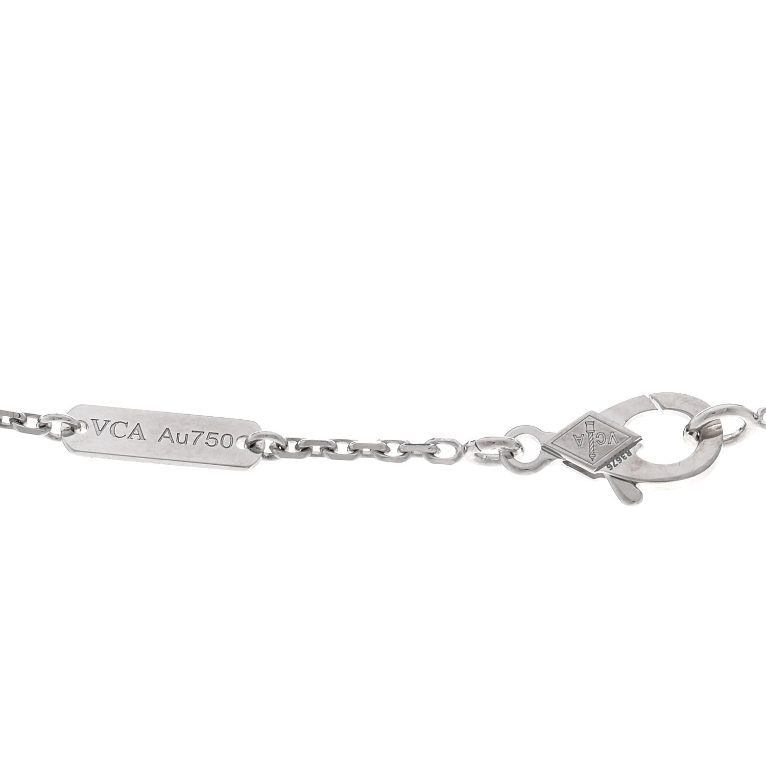 Van Cleef & Arpels 18K White Gold Guilloche Vintage Alhambra Pendant Necklace 4 of 6