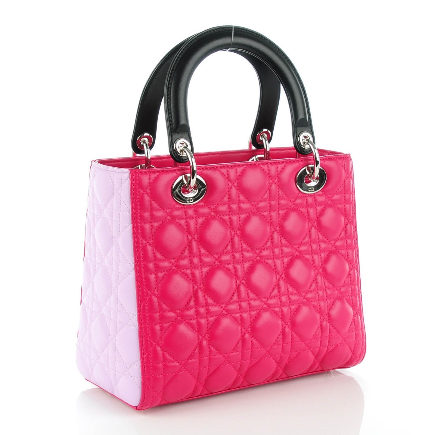 Lambskin Cannage Medium Tri-Color Lady Dior Pink