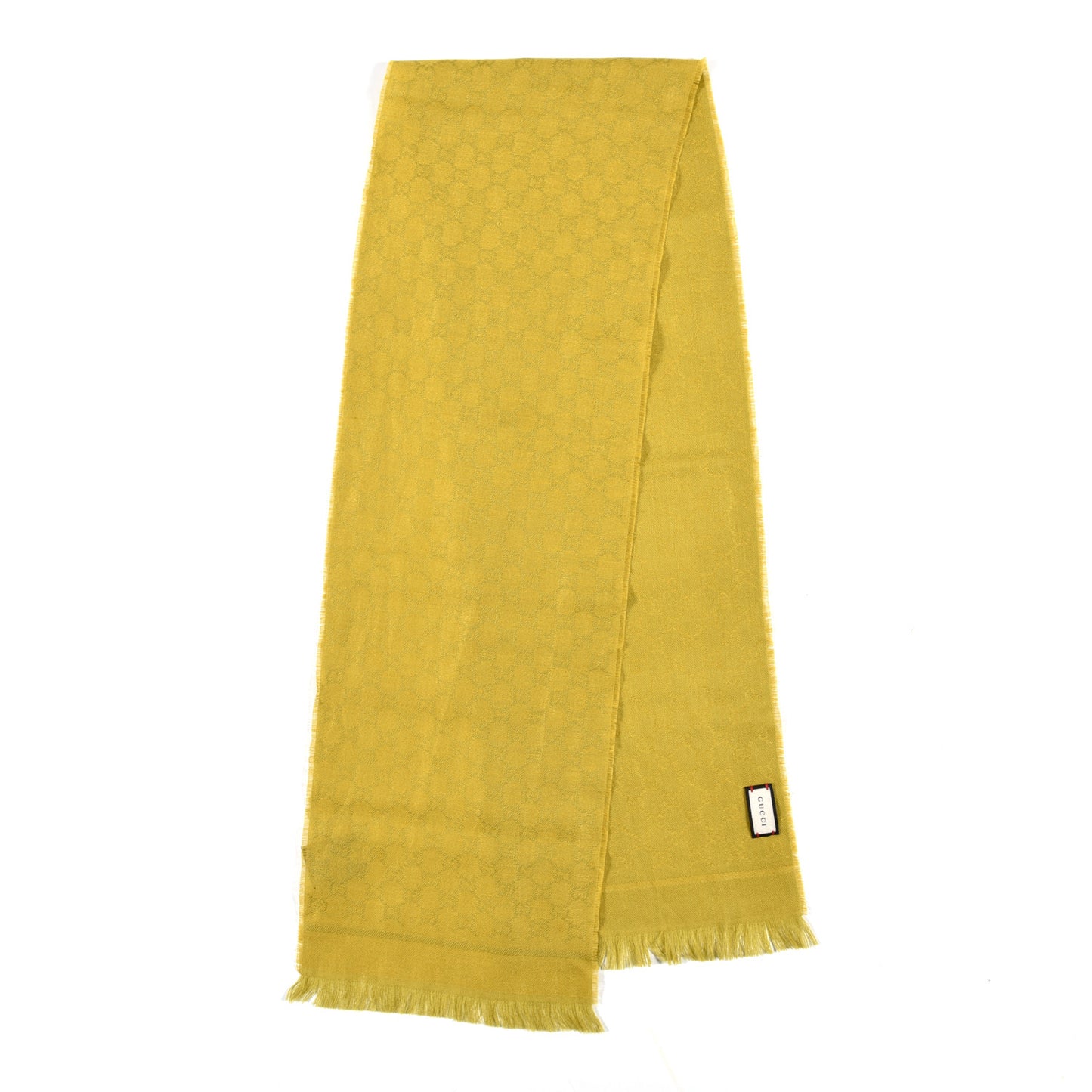 Wool Silk Monogram Fringe Scarf Marigold