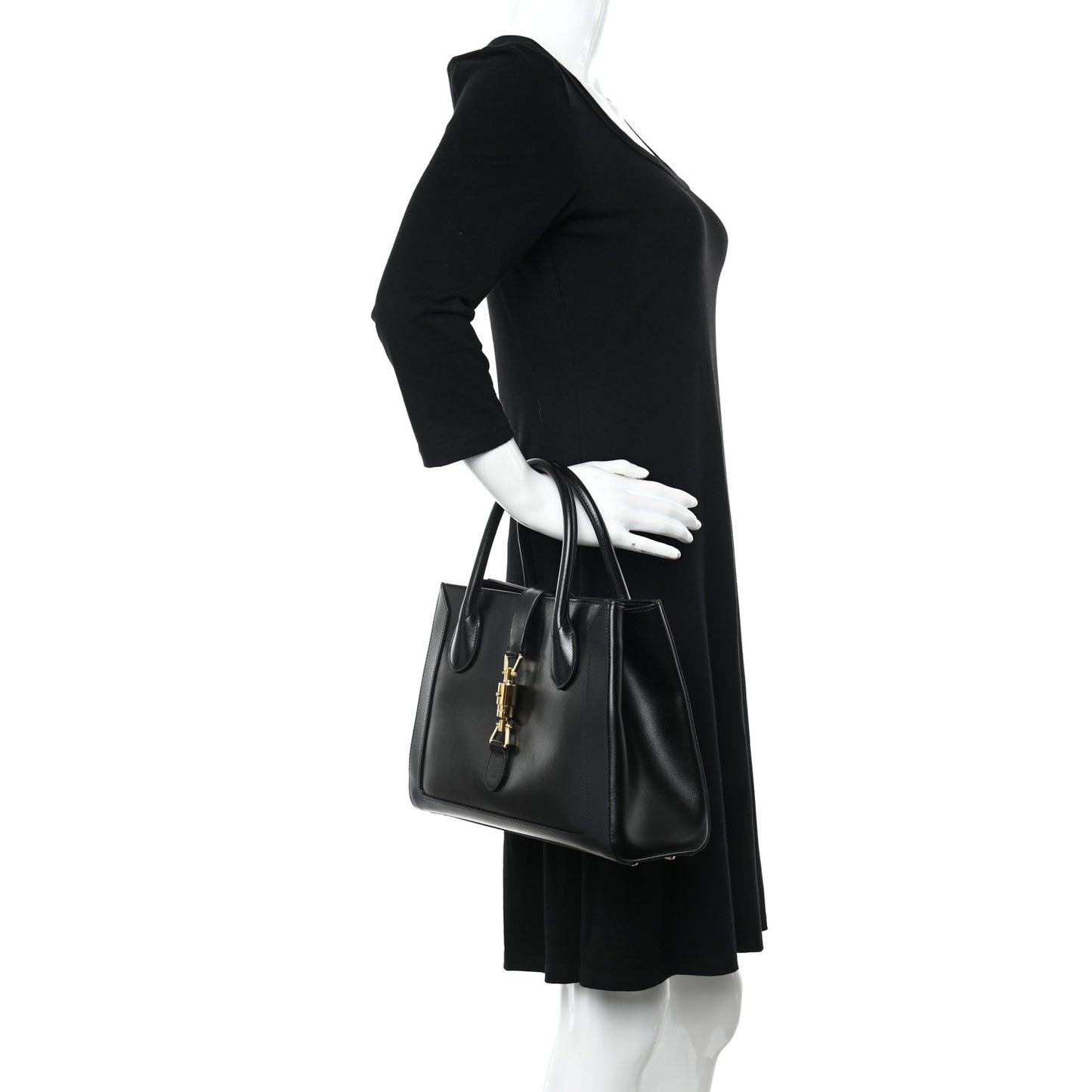 Boarded Plutone Calfskin Medium Jackie 1961 Tote Black