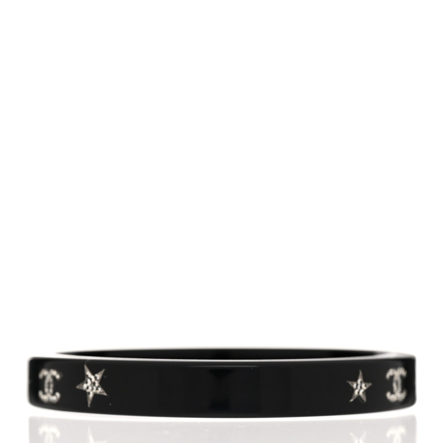 Resin Crystal CC Star Bangle Bracelet Black