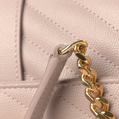 Saint Laurent Grain De Poudre Matelasse Chevron Large Monogram Satchel Rose Antic 9 of 9