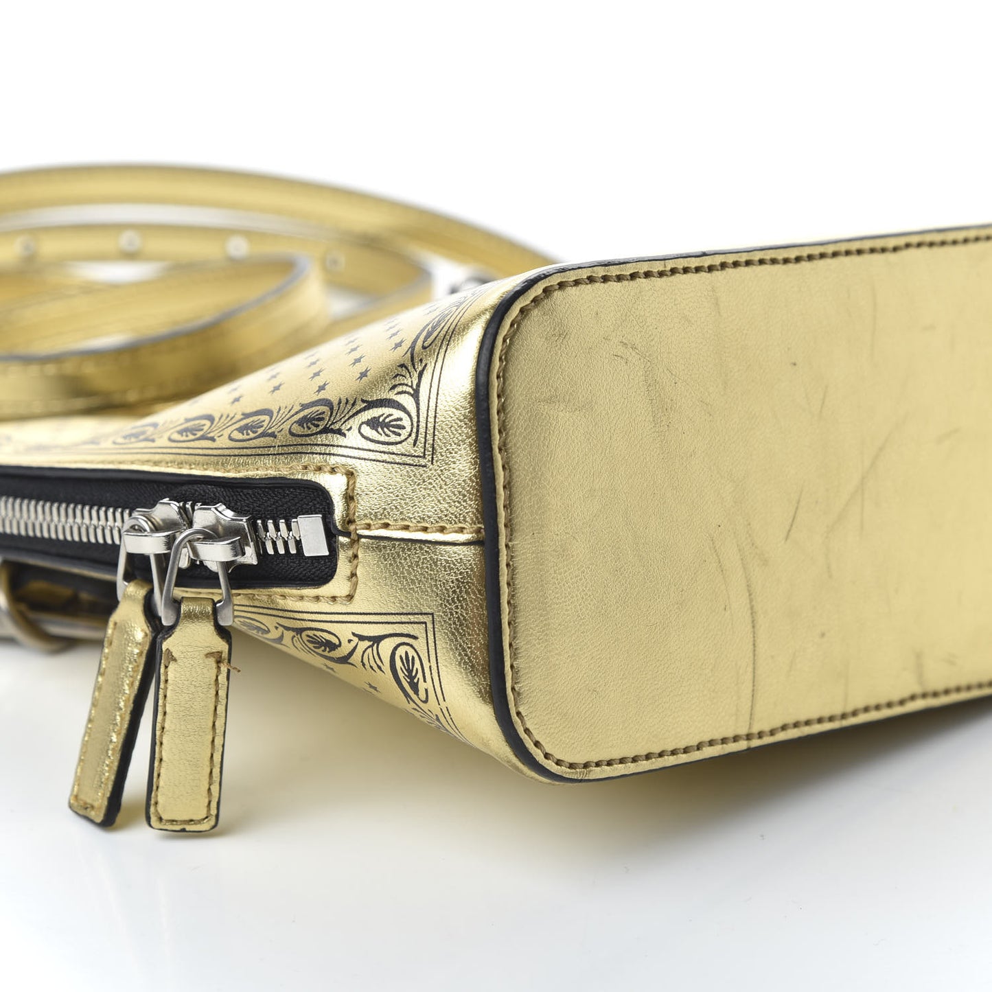 X SEGA Calfskin GUCCY Stars Mini Dome Shoulder Bag Gold