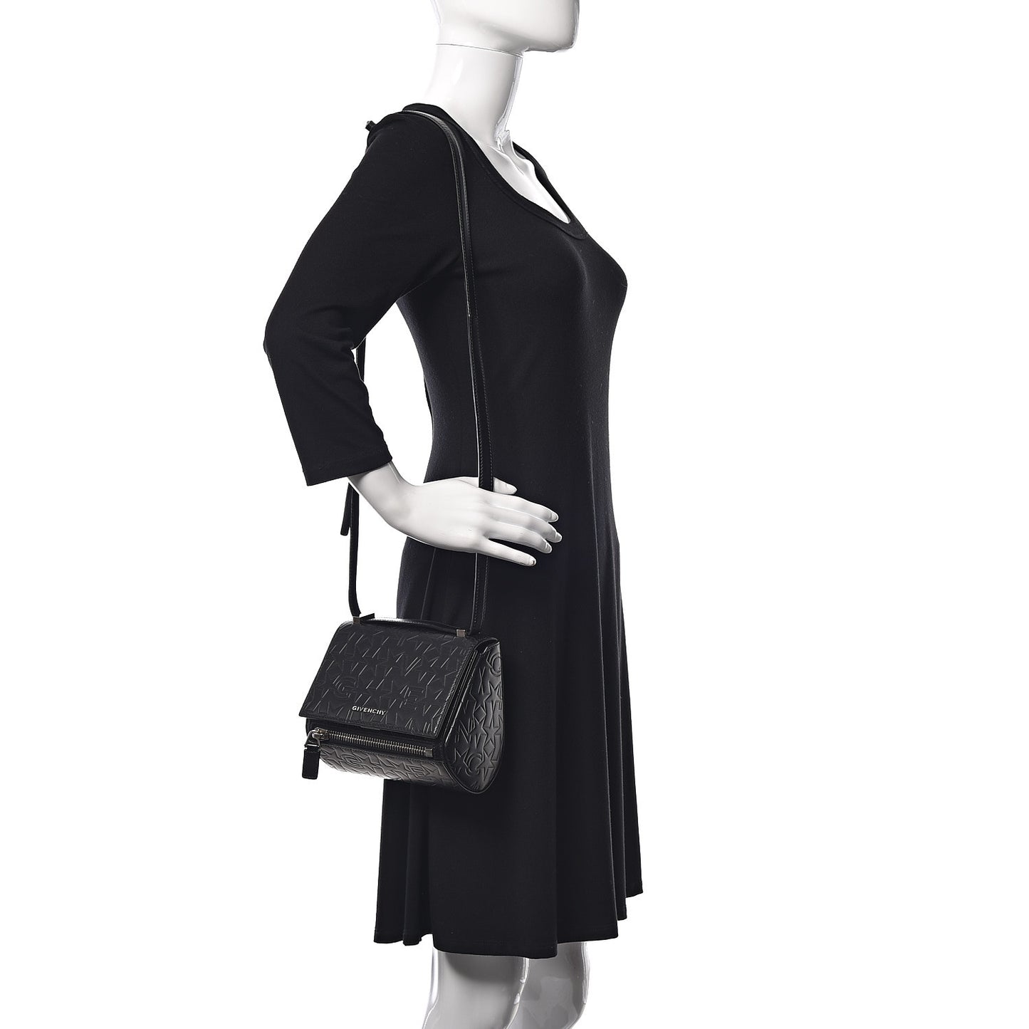 Calfskin Star Embossed Mini Pandora Box Crossbody Bag Black