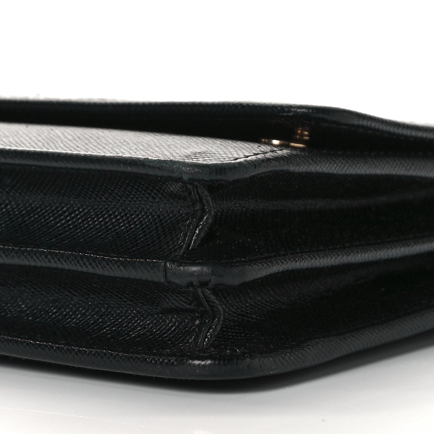 Saffiano Metal Flap Wallet With Strap Black