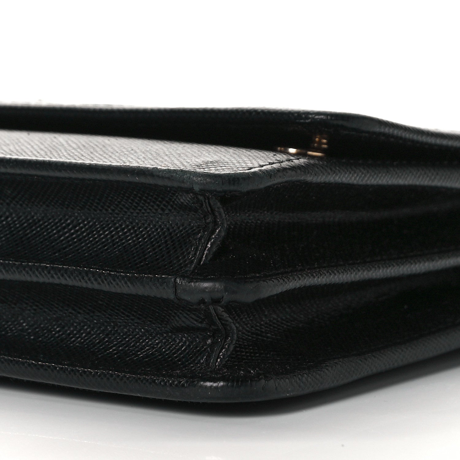 Prada Saffiano Metal Flap Wallet With Strap Black 7 of 10