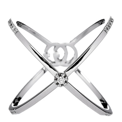 Gucci 18K White Gold Diamond Running G Cross Ring 53 6.25 4 of 8