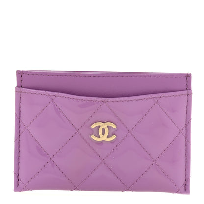 Chanel Patent Quilted Card Holder Purple 1 of 9
