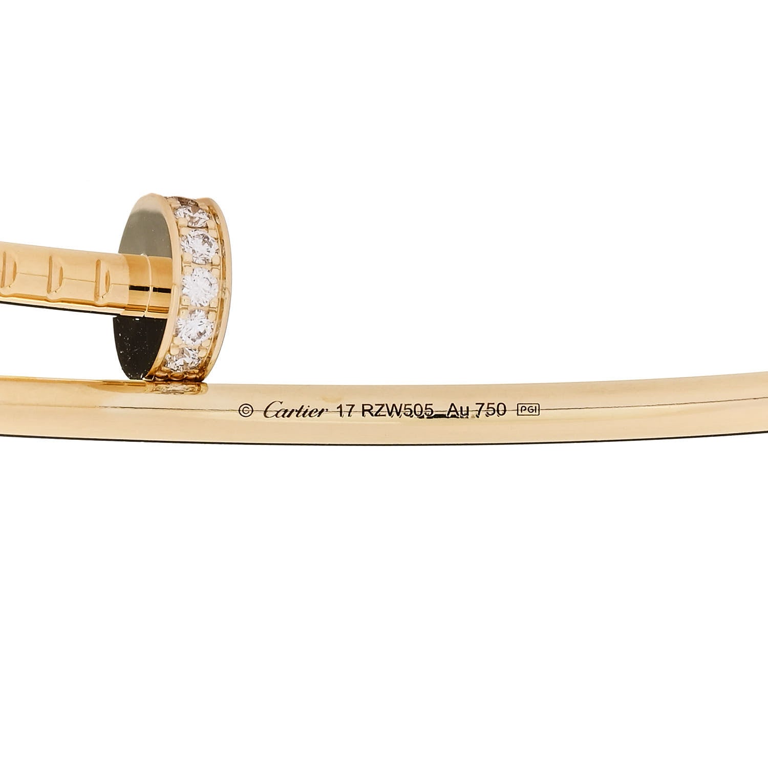 Cartier 18K Yellow Gold Diamond Small Juste Un Clou Bracelet 17 3 of 4