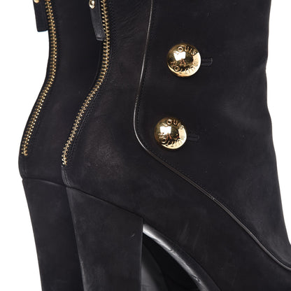 Louis Vuitton Suede Peep Toe Ankle Boots 37 Black 16 of 23