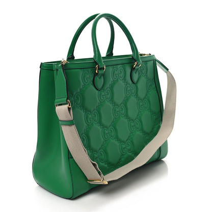 Gucci Calfskin GG Matelasse Tote Bag Bright Green 3 of 12