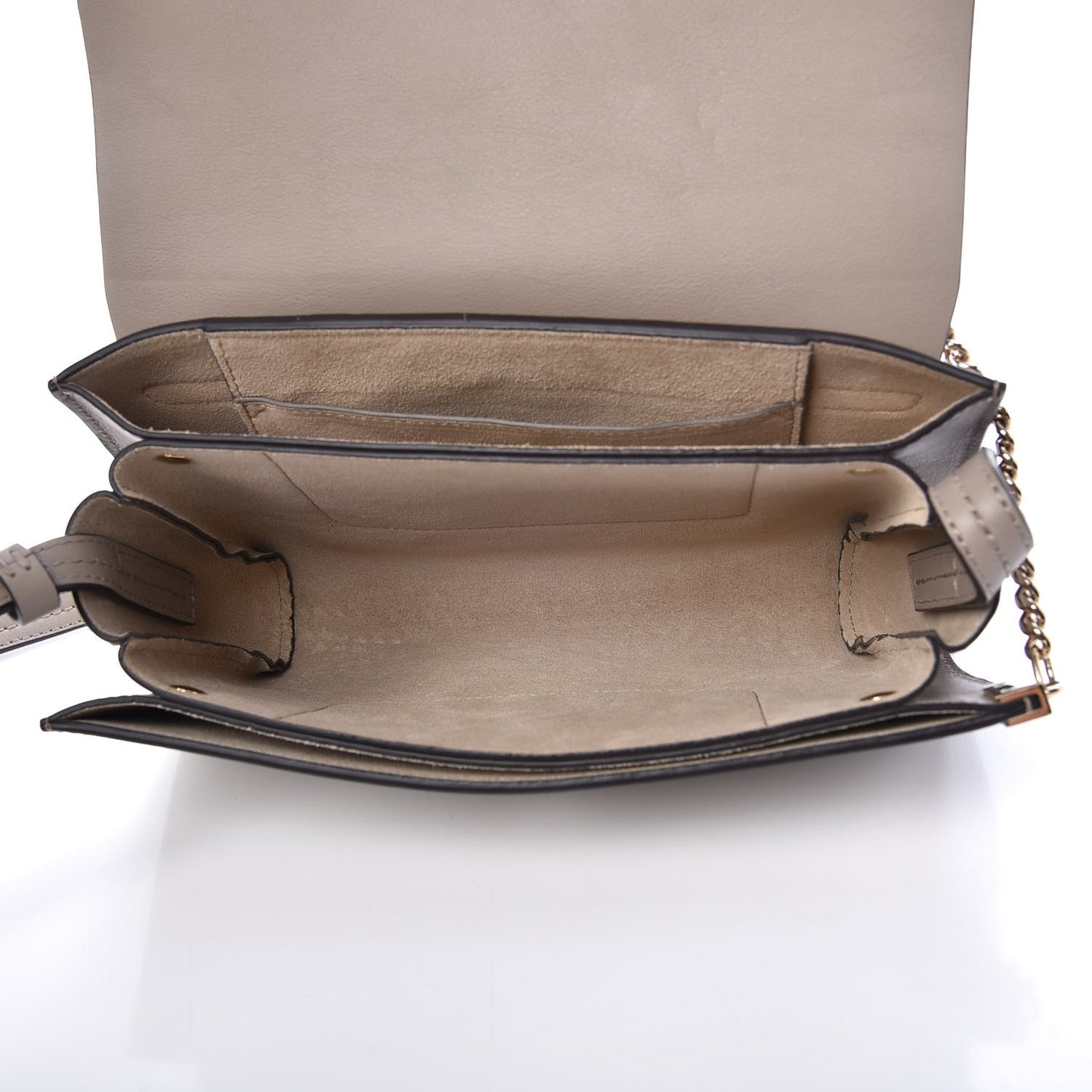 Suede Calfskin Small Faye Shoulder Bag Motty Grey