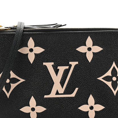 Louis Vuitton Empreinte Monogram Giant Double Zip Pochette Black Cream 7 of 10