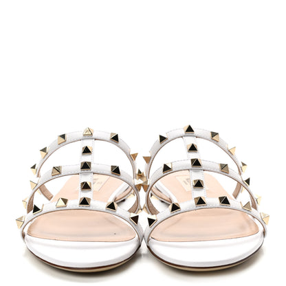 Valentino Garavani Nappa Rockstud Caged Flat Slide Sandals 38 Optic White 2 of 8