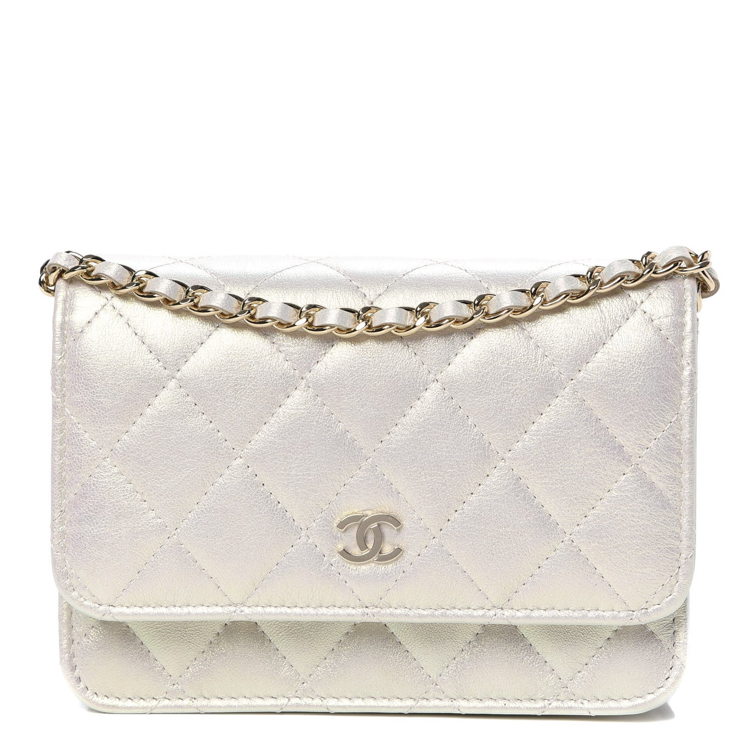 Chanel Iridescent Lambskin Quilted Mini Wallet On Chain WOC Ivory 1 of 11
