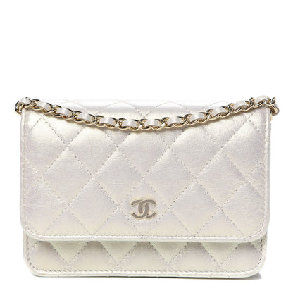 Chanel Iridescent Lambskin Quilted Mini Wallet On Chain WOC Ivory 1 of 11