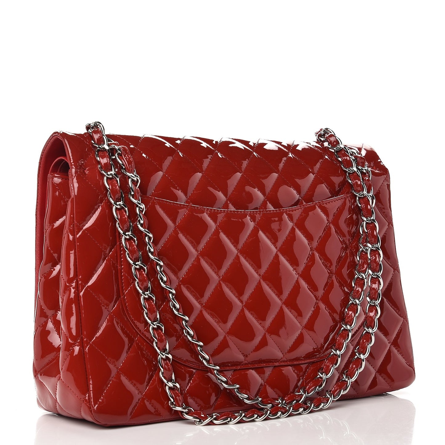 Patent Quilted Maxi Double Flap Red
